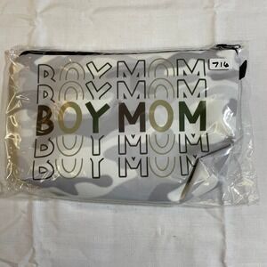 The Pouch Cosmetic Bag Women Small Gray Camo NWT Boy Mom Zippered Travel Case